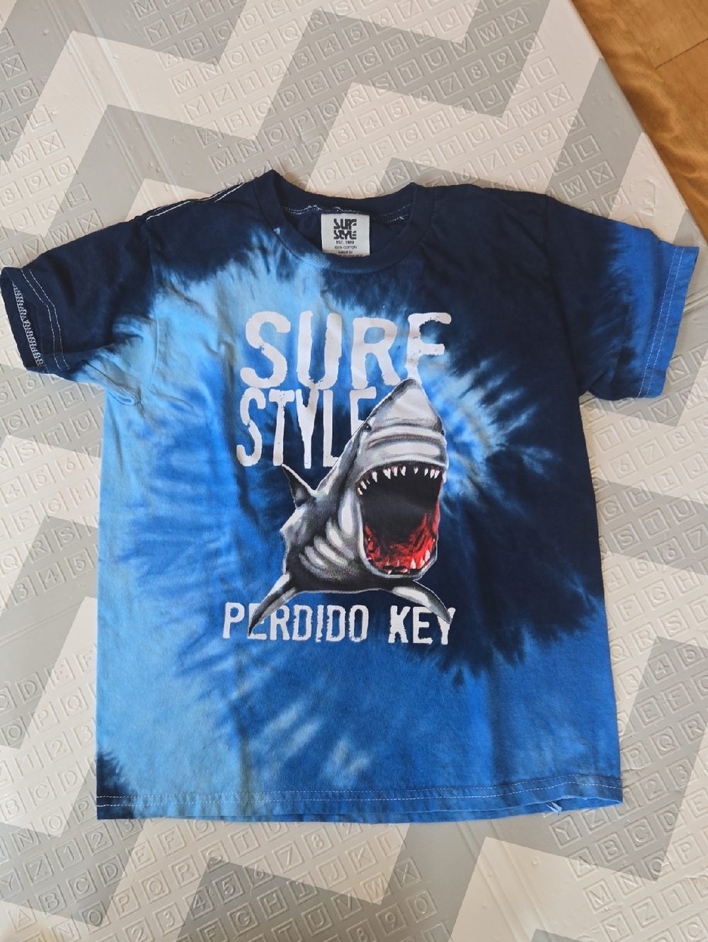 Surf Style Kids' Blue Tie-Dye Shark Graphic Tee
